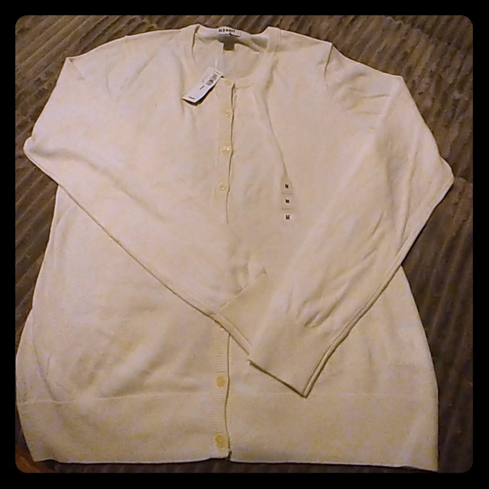 White cardigan sweater